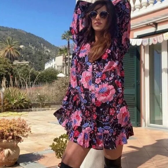 ZARA NWT FLORAL PRINT BABYDOLL DRESS - S - Picture 1 of 9